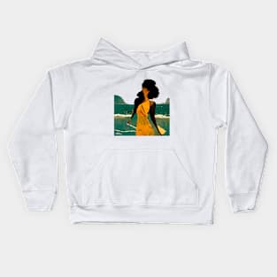 woman on the beach Kids Hoodie